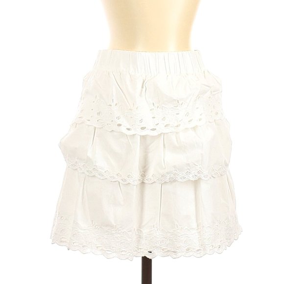 J. Crew tiered eyelet lace mini skirt white lined sz 0 EUC - Picture 1 of 2